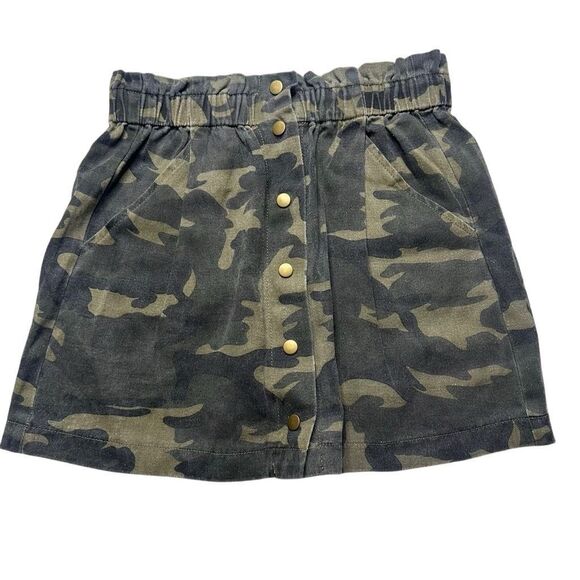 PROMESA Women's Green Camo Camouflage Button Front Elastic Waist Mini Skirt Size - Picture 1 of 6